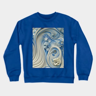 Swirly Flowing Ivory And Cobalt Curlicues Crewneck Sweatshirt